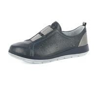 PantoScarpe Sneakers Donna Slip On con Decori e Elastici Frontali, Plantare in Vera Pelle, Blu-Canna di Fucile, 36
