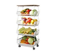 Pantry Cart - Porta frutta da cucina | Carrello portortaggi Rolling Utility Cart - Organizer per frutta da cucina, carrello su ruote per frutta, patate, cipolle, snack