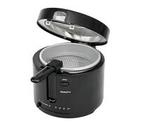 PantryPro - Friggitrice elettrica da 2,5 litri con lati freddi al tatto e cestello antiaderente, temperatura regolabile, coperchio con finestra, nero