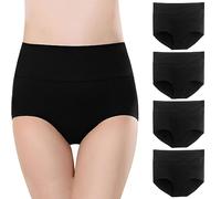 Pantys - Slip da donna in cotone a vita alta, da donna, taglie grandi, sexy, a vita alta, per donna, XXL, confezione da 4 perizoma, Nero , 4XL