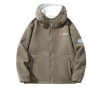 PANVER Giacca A Maniche Lunghe Uomo Comodo All-Match Con Cappuccio Giacca In Pile Uomo Temperamento Tendenza Classico Giacca Outdoor Uomo Casual Caldo Moda Giacca Fredda Da Uomo A-Khaki L