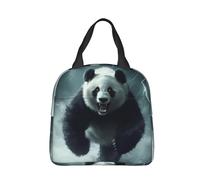 panverix Angry Panda Rains Borsa per il pranzo piccola riutilizzabile Lunch Tote Box Cooler Tote Borse per il lavoro Picnic Spiaggia