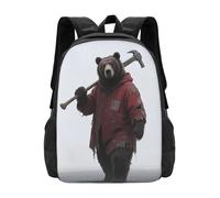 panverix Big Cat Holding An Axe - Zaino per computer portatile da 15 pollici, per escursionismo, stile casual, L'orso tiene il martello, Taglia unica