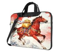 panverix Borsa a tracolla per computer portatile, valigetta con tracolla e maniglia per tablet per ufficio e viaggio, Cavallo e Borsa d'Oro, 13 inch