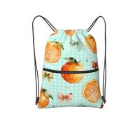 panverix Borsa da palestra con coulisse, impermeabile, borsa da allenamento per il corpo, può essere utilizzata nel nuoto, Plaid arancione., One Size