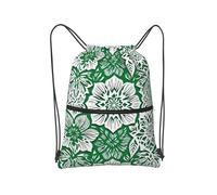 panverix Borsa da palestra con coulisse, impermeabile, borsa da allenamento per il corpo, può essere utilizzata nel nuoto, Fiore Verde Taglio Carta, One Size