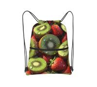 panverix Borsa da palestra con coulisse, impermeabile, borsa da allenamento per il corpo, può essere utilizzata nel nuoto, Gocce d'acqua di kiwi, One Size