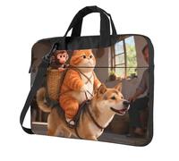 panverix Carino Laptop Crossbody Bag Laptop Cartella Con Spallacci & Maniglia Notebook Bag Per Ufficio Business, Simpatico gatto scimmia, 13 inch