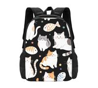 panverix Fat Cat and Fish - Zaino per computer portatile da 15 pollici, da lavoro, da viaggio