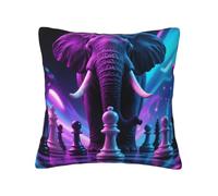 panverix Federa per cuscino con elefante che gioca a scacchi, decorazione moderna, 50,8 x 50,8 cm, stampa su entrambi i lati, morbida e confortevole, cuscino quadrato, per ufficio, bar, fattoria