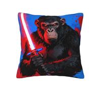 panverix Federa per cuscino con scimmia e spada, 61 x 61 cm, stampa su entrambi i lati, morbida, per soggiorno, camera da letto, seggiolino auto