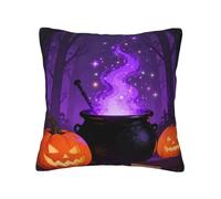 panverix Federa per cuscino con stampa su entrambi i lati, 61 x 61 cm, motivo zucca, viola, arancione, morbida, per soggiorno, camera da letto, seggiolino auto