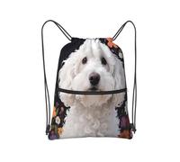 panverix Sackpack leggero resistente all'acqua della borsa della corda della borsa della palestra di sport per l'esecuzione, Cucciolo e fiori, Taglia unica