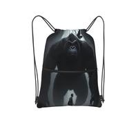 panverix Sackpack leggero resistente all'acqua della borsa della corda della borsa della palestra di sport per l'esecuzione, Uccello scimmia sul buio, Taglia unica