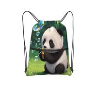 panverix Sackpack leggero resistente all'acqua della borsa della corda delle borse del cordone della palestra per l'escursionismo, Panda Soffiano Bolle, Taglia unica