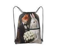 panverix Sackpack leggero resistente all'acqua della borsa della corda delle borse del cordone della palestra per l'escursionismo, Matrimonio Coniglio e Vol, Taglia unica
