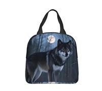 panverix Silent Wolf In Snowy Night On Dark Lunch Bag Piccola Borsa termica per il pranzo Borsa termica Tote Borse per Lavoro Picnic Spiaggia