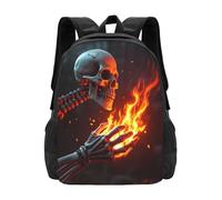 panverix Skulls And Fire Dark - Zaino per computer portatile da 15 pollici, da lavoro, da viaggio