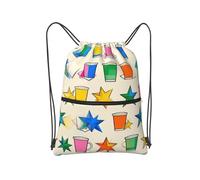 panverix Zaino con coulisse, impermeabile, con tasca frontale con cerniera, può essere utilizzato in vacanza, Tazza colorata, One Size