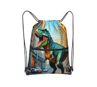 panverix Zaino elegante della palestra di addestramento della borsa della corda della borsa della palestra di sport per l'esecuzione, Dinosauro ruggente, Taglia unica