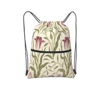 panverix Zaino resistente all'acqua della borsa della palestra di addestramento della borsa della corda della palestra di sport per il viaggio, Tulipano Fiori Verde Scuro, Taglia unica