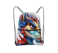 panverix Zaino resistente all'acqua della spiaggia della borsa della corda della borsa della palestra di sport del fumetto, Cartoon Dragon Head Bianco, Taglia unica