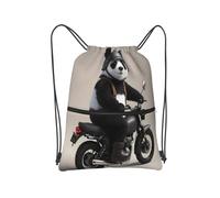 panverix Zaino resistente della spiaggia della borsa della corda dell'acqua della borsa della palestra di sport sveglio per il lavoro, Carino Panda Moto, Taglia unica