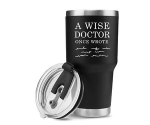 Panvola 'A Wise Doctor Once Wrote ' Bicchiere da dottore Studente di medicina MD Practitioner DR Tazza da viaggio Compleanno in acciaio inossidabile con coperchio rimovibile e cannuccia (30 once)