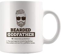 Panvola 'Bearded Godfather Definition ' Tazza figlioccio figlioccia Battesimo Battesimo Festa del papà Apprezzamento Tazza da caffè in ceramica 11 once Bianco Novità Bicchieri