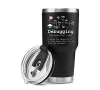 Panvola 'Debugging Definition ' Programmatore di computer Studente Insegnante Programmatore Amico Bicchiere isolato sotto vuoto Tazza da viaggio in acciaio inossidabile in cannuccia rimovibile 30 oz