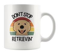 Panvola 'Don't Stop Retrievin ' Tazza da caffè in ceramica vintage retrò Golden Retriever Dog Mom Dad Pet Lover proprietario 11 once bianco