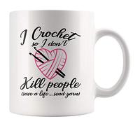 Panvola 'I Crochet So I Don't Kill People Save A Life Send Yarn ' Regali divertenti per l'uncinetto Regali Adoro l'uncinetto Regalo Tazza da tè Tazza da caffè 11 once