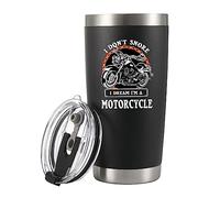 Panvola 'I Don't Snore I Dream I'm A Motorcycle ' Bicchiere da viaggio in acciaio inossidabile per russatori motociclista motociclista, regalo per papà, marito, fidanzato, zio (20 oz, nero)