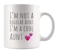 Panvola 'I'm Not A Regular Aunt I'm A Cool Aunt ' Divertente tazza da caffè regalo per zia zia Kinswoman Tazza in ceramica da 11 once stampa fronte-retro bianca