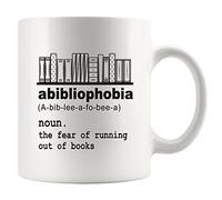 Panvola Tazza con definizione abibliofobia, per amanti dei libri, regalo per donne e uomini, bibliotecari, tazza da caffè in ceramica bianca (325 ml)