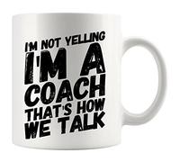 Panvola Tazza da caffè motivazionale in ceramica con scritta in inglese "I'm Not Yelling I'm A Coach Sports Gym Trainor From Team Members Appreciation Inspirational Motivation" (325 ml)