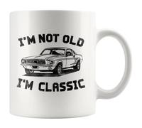 Panvola Tazza in ceramica con scritta in inglese "I'm Not Old I'm Classic Retirement", per anziani, papà, papà, nonno, zio, marito, fidanzato, appassionato di auto, 325 ml