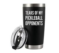 Panvola 'Tears of My Pickleball Opponents ' Bicchiere da regalo per giocatori sportivi Bicchiere in acciaio inossidabile isolato sotto vuoto con coperchio rimovibile e cannuccia (20 once)