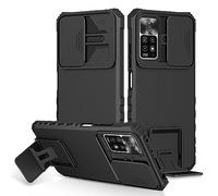 PANXIYUE Cover per Xiaomi Redmi Note 11 Pro 5G/4G,Custodia Protezione con supporto, antigraffio rigida armatura e antiurto Silicone Bumper, Protezione Fotocamera Anti Graffio, Nero