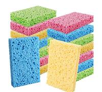 PANYEE - Spugna colorata antigraffio in cellulosa, per la cucina, per lavare i piatti, in spugna naturale biodegradabile, confezione da 16 pezzi