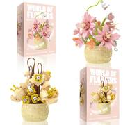 PANYI 2 Pezzi di Blocchi di Costruzione di Fiori Eterni Set di Blocchi di Costruzione di Fiori Mini Blocchi Bouquet di Fiori Set da Costruzione Adatti per La Decorazione Della Casa