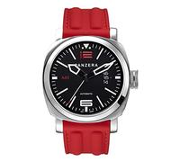 Panzera Aquamarine Atlantic Automatico Acciaio Diver Nero Rosso Datario Silicone Orologio Uomo