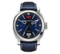 Panzera Aquamarine Atlantic Blue Command Automatico Acciaio Blu Diver Datario Pelle Orologio Uomo