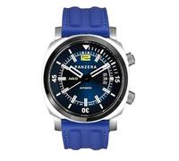 Panzera Aquamarine Pro Diver Infinity Blue Pioneer Automatico Acciaio Blu Diver Datario Silicone Orologio Uomo
