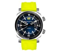 Panzera Aquamarine Pro Diver Infinity Blue Submerge Automatico Acciaio Blu Diver Giallo Datario Silicone Orologio Uomo