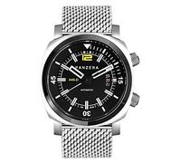 Panzera Aquamarine Pro Diver Infinity Mesh Automatico Acciaio Nero Diver Datario Zaffiro Maglie Orologio Uomo