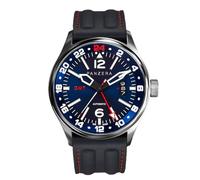 Panzera Flieger 45G Meccanico Automatico Acciaio Blu Nero Silicone Zaffiro Data Orologio Uomo