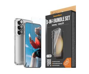PanzerGlass™ Bundle Protezione 3-In-1 per Samsung S24 - HardCase D3O® Bio, Protezione Lente PicturePerfect, Schermo Ultra-Wide Fit
