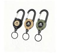 PANZHIHUIDA Wiederverwendbarer Ausweishalter mit Karabiner, 60 cm Edelstahl-Seil & 3 Retractable Lanyards (Schwarz + Grün + Khaki) für Schlüsselbund, Zugangskarte, Betriebsausweis