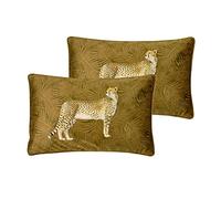 Paoletti Cheetah Forest - Cuscini imbottiti in poliestere, confezione da 2, 30 x 50 cm, colore: Oro